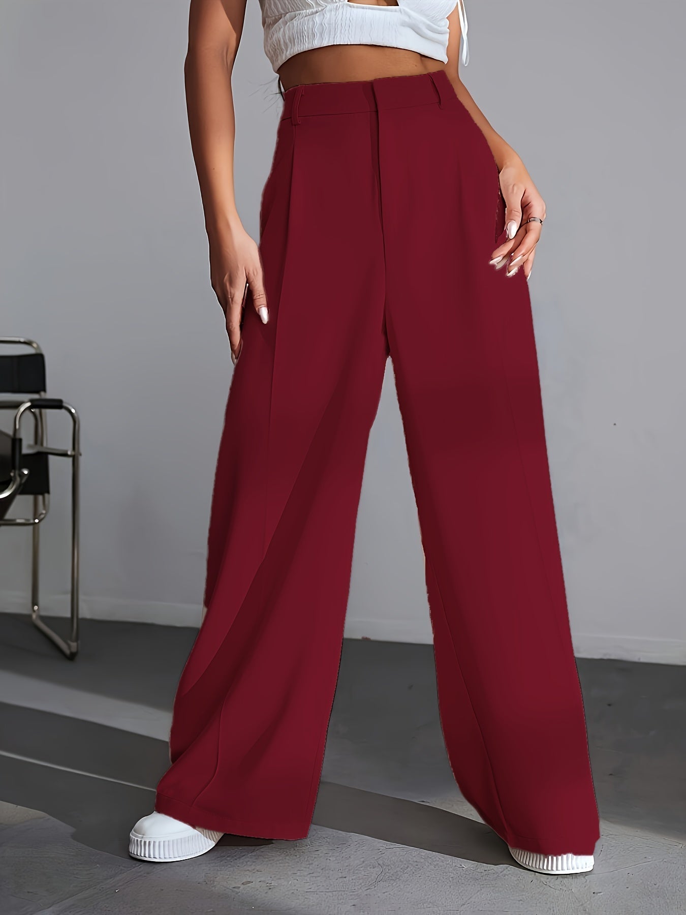 Calviera | Women's Elegant High-Waisted Wide-Leg Pants