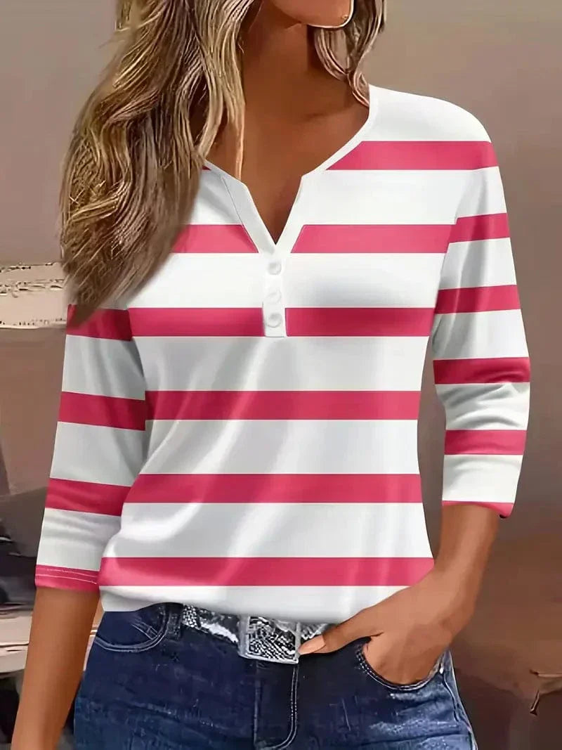 Roséline | Top a righe da donna con scollo a V