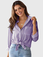 Zorella | Camicia Casual Donna a Righe con Laccio Frontale