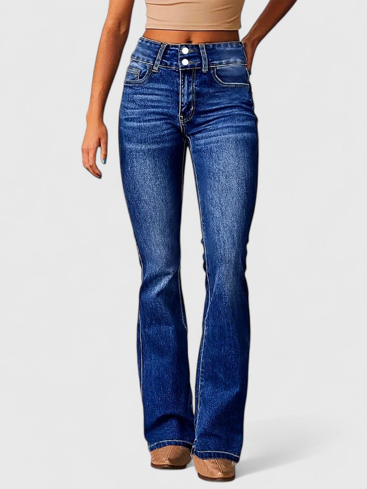 Denovia | Women's High-Waisted Jeans with Flared Legs