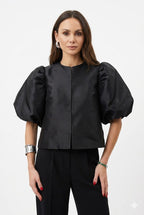 Zarevia | Blusa elegante da donna in raso con maniche a sbuffo
