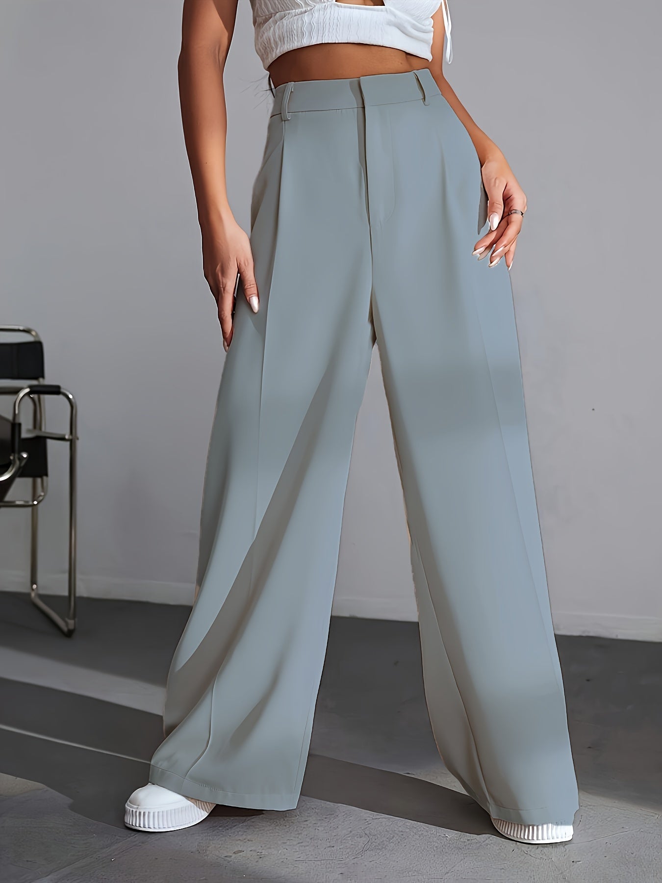 Calviera | Women's Elegant High-Waisted Wide-Leg Pants