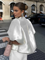 Kayleigh | Elegante Completo Donna in Raso con Maniche a Sbuffo