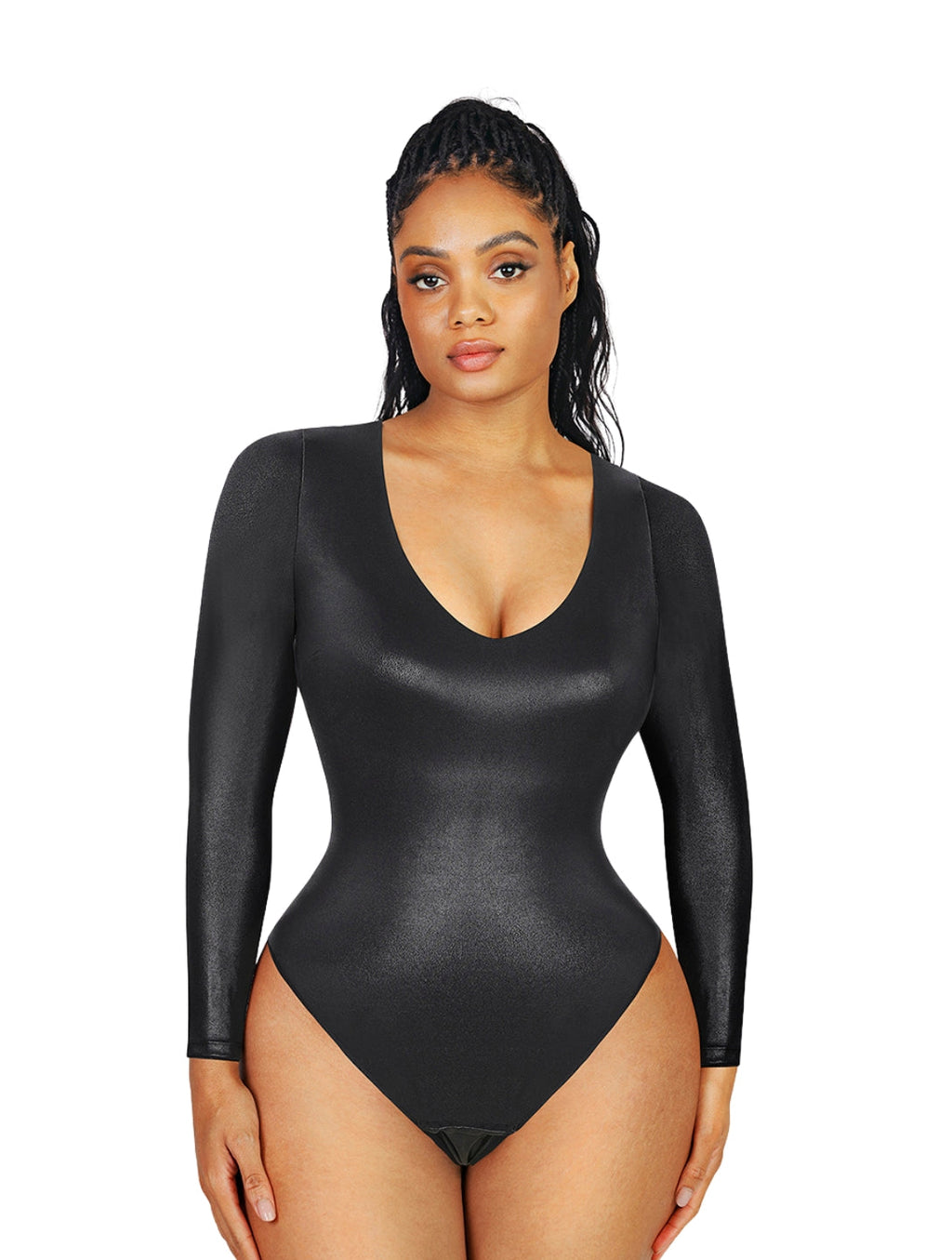 Selene | Body da Donna Effetto Pelle con Maniche Lunghe