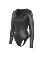 Selene | Body da Donna Effetto Pelle con Maniche Lunghe