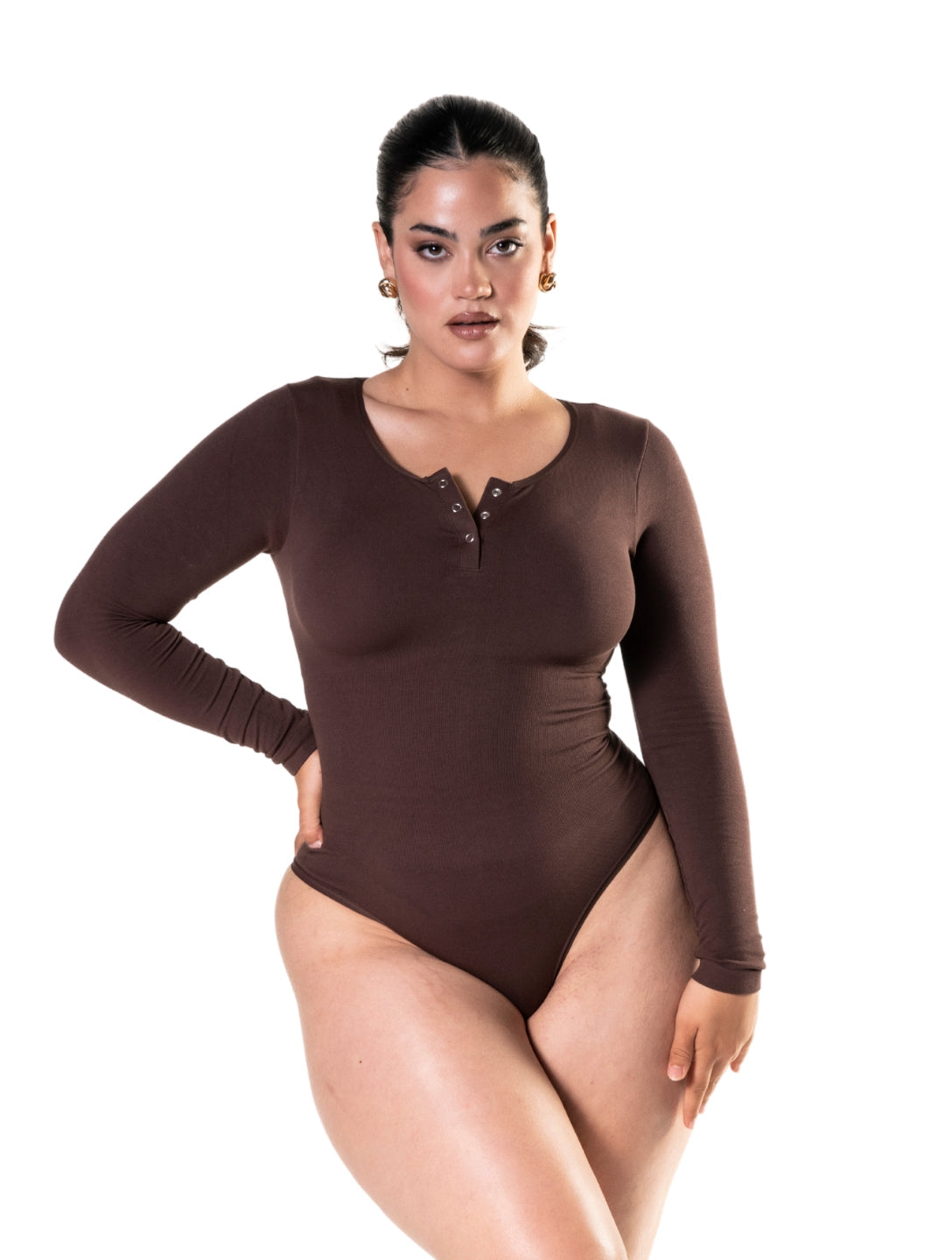 Brooklyn | Damskie Body String z Długim Rękawem