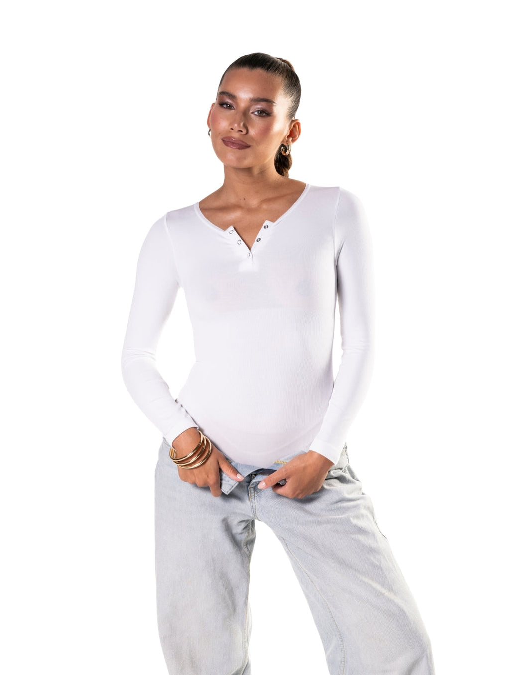 Brooklyn | Damskie Body String z Długim Rękawem