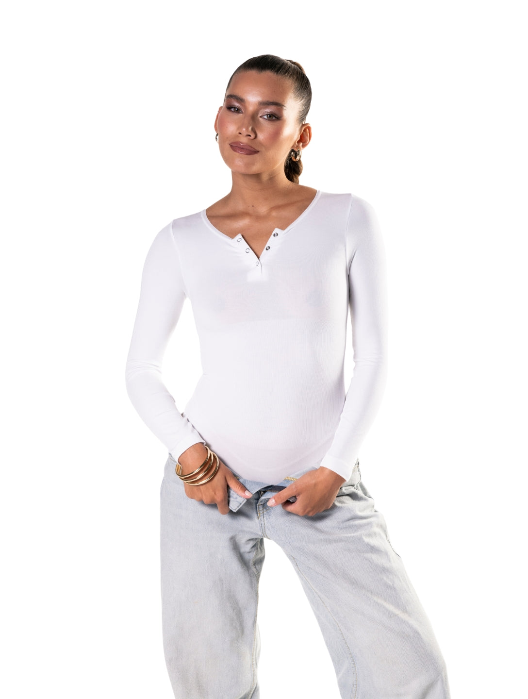 Brooklyn | Damskie Body String z Długim Rękawem