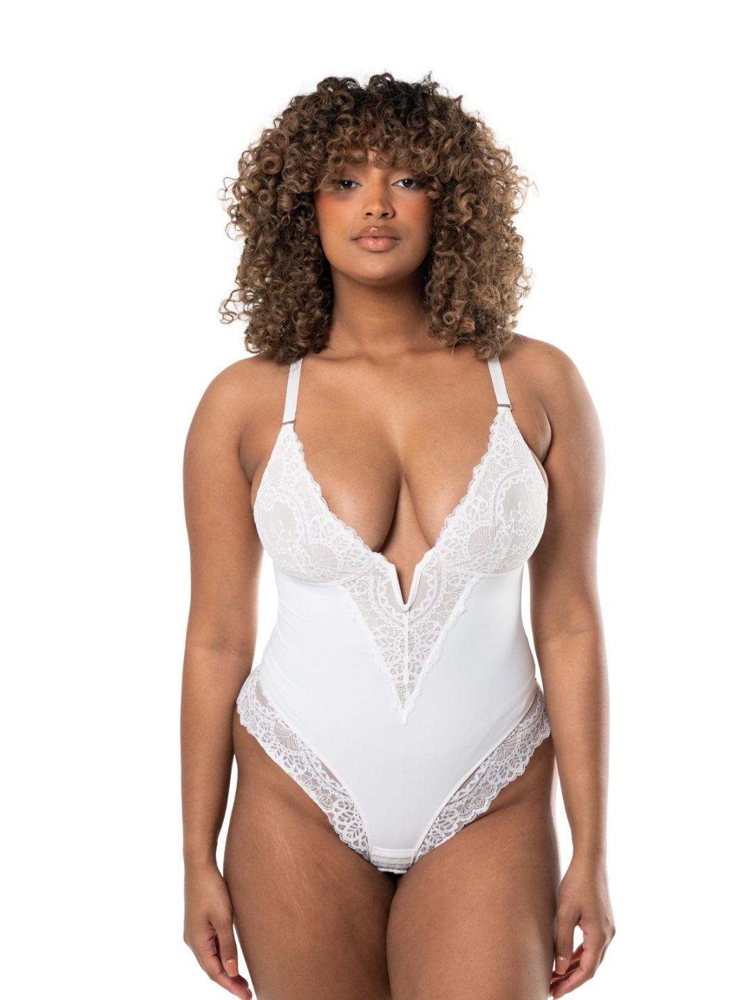 Vivienne | Damskie Koronkowe Body z Dekoltem V
