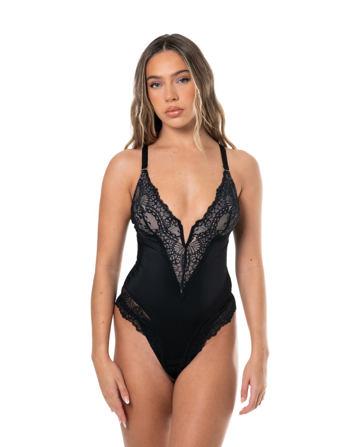 Vivienne | Damskie Koronkowe Body z Dekoltem V