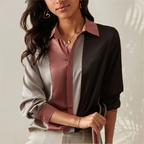 Silvara | Blusa elegante da donna con patchwork in satin a righe