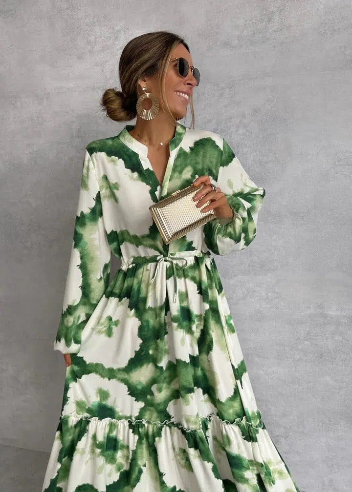 Marvielle | Abito Maxi Donna Estivo a Balze con Cintura al Girovita