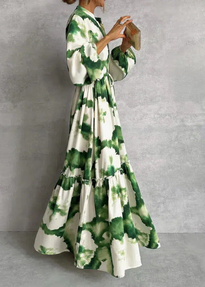 Marvielle | Abito Maxi Donna Estivo a Balze con Cintura al Girovita