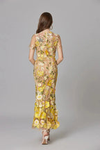 Florévia | Abito Maxi Elegante da Donna con Applicazioni 3D di Fiori