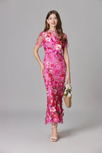 Florévia | Abito Maxi Elegante da Donna con Applicazioni 3D di Fiori