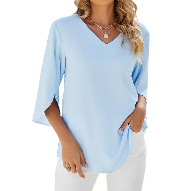 Lumera | Blusa Casual Donna con Scollo a V e Taglio Largo