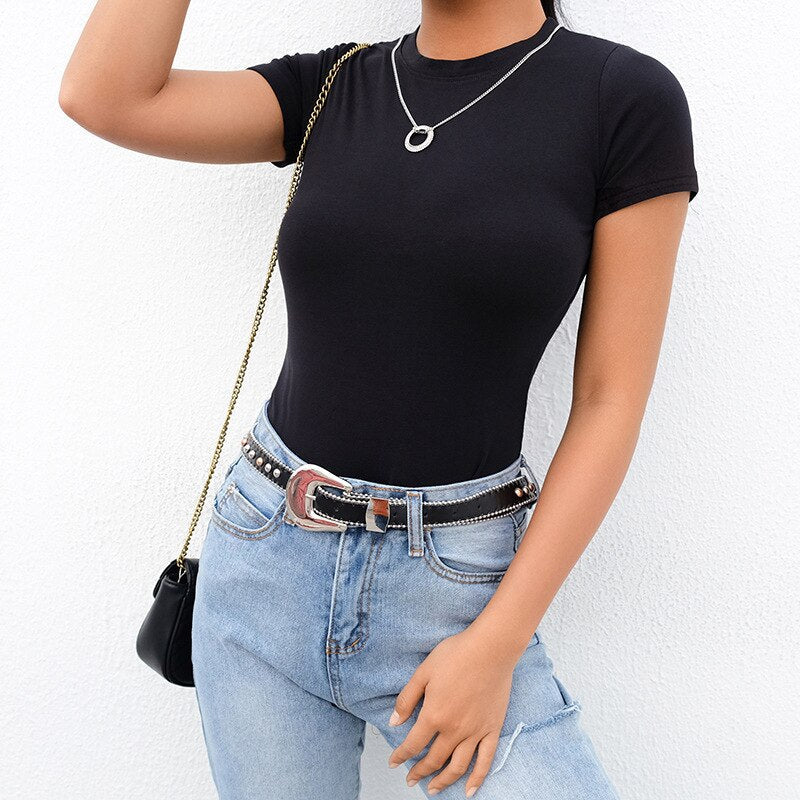 Noirelle | Body aderente da donna con scollo rotondo