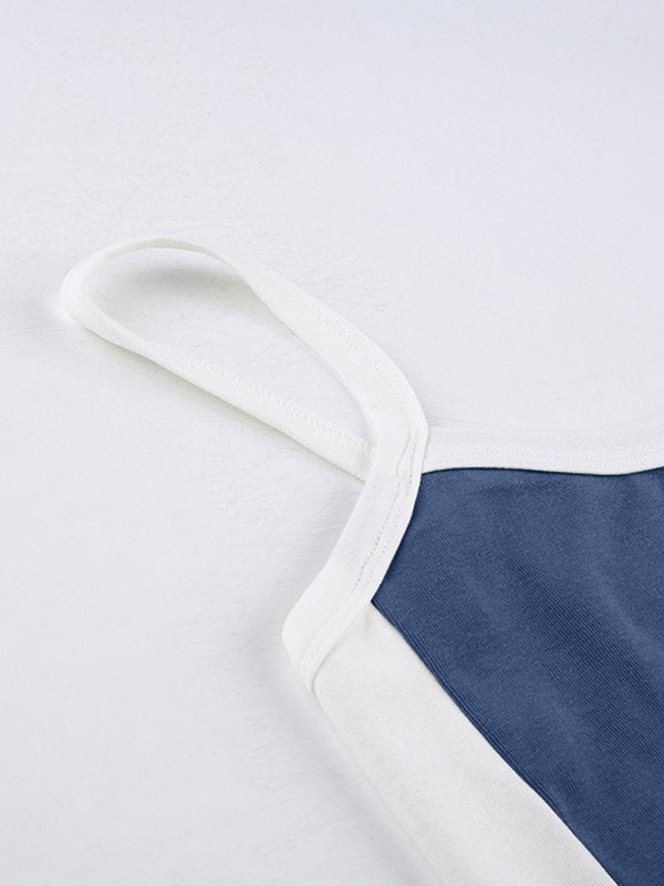 Velmira | Top corto estivo vintage da donna con spalline a contrasto