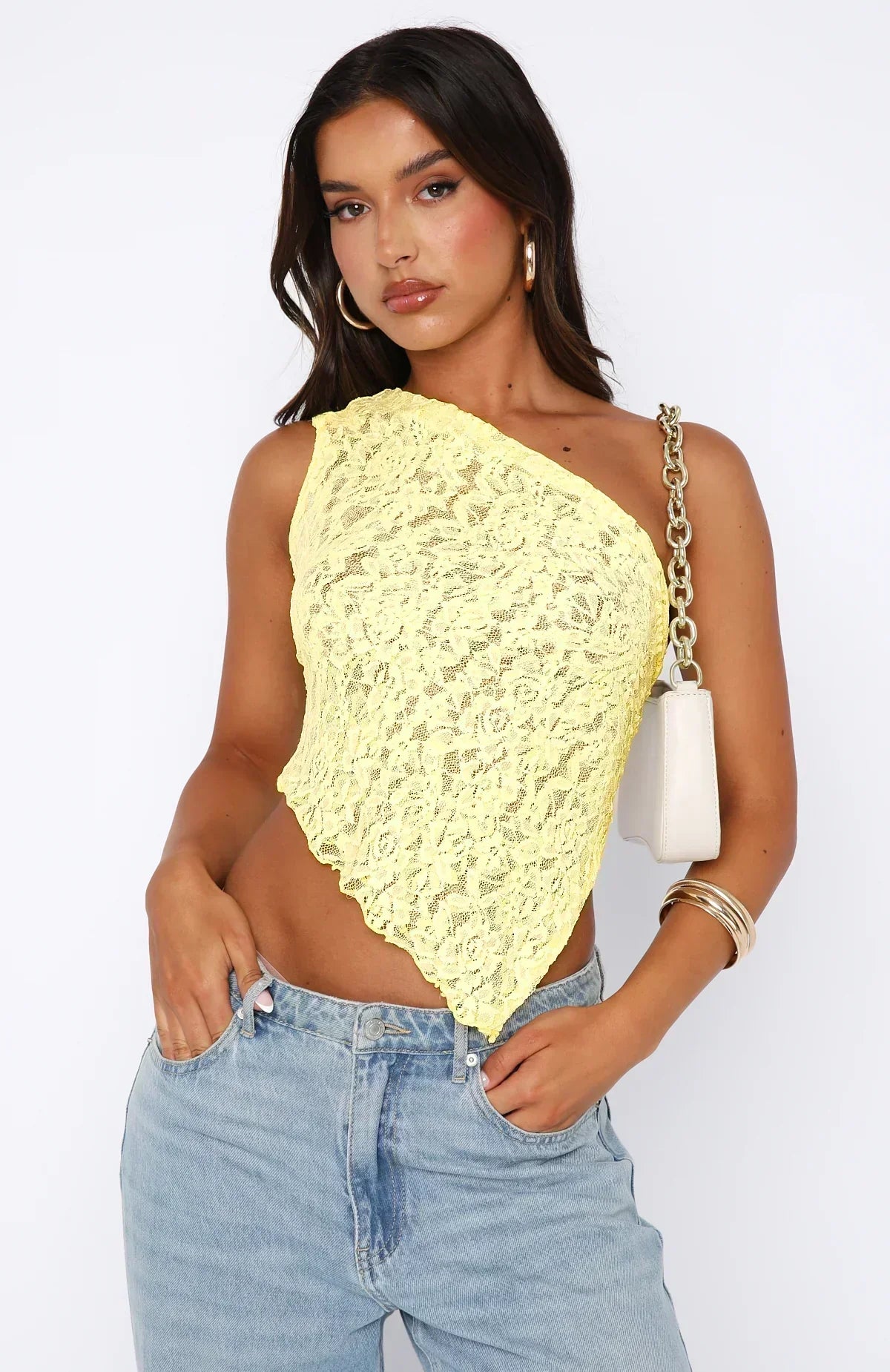 Zelphira | Women's Elegant Lace One-Shoulder Asymmetric Top