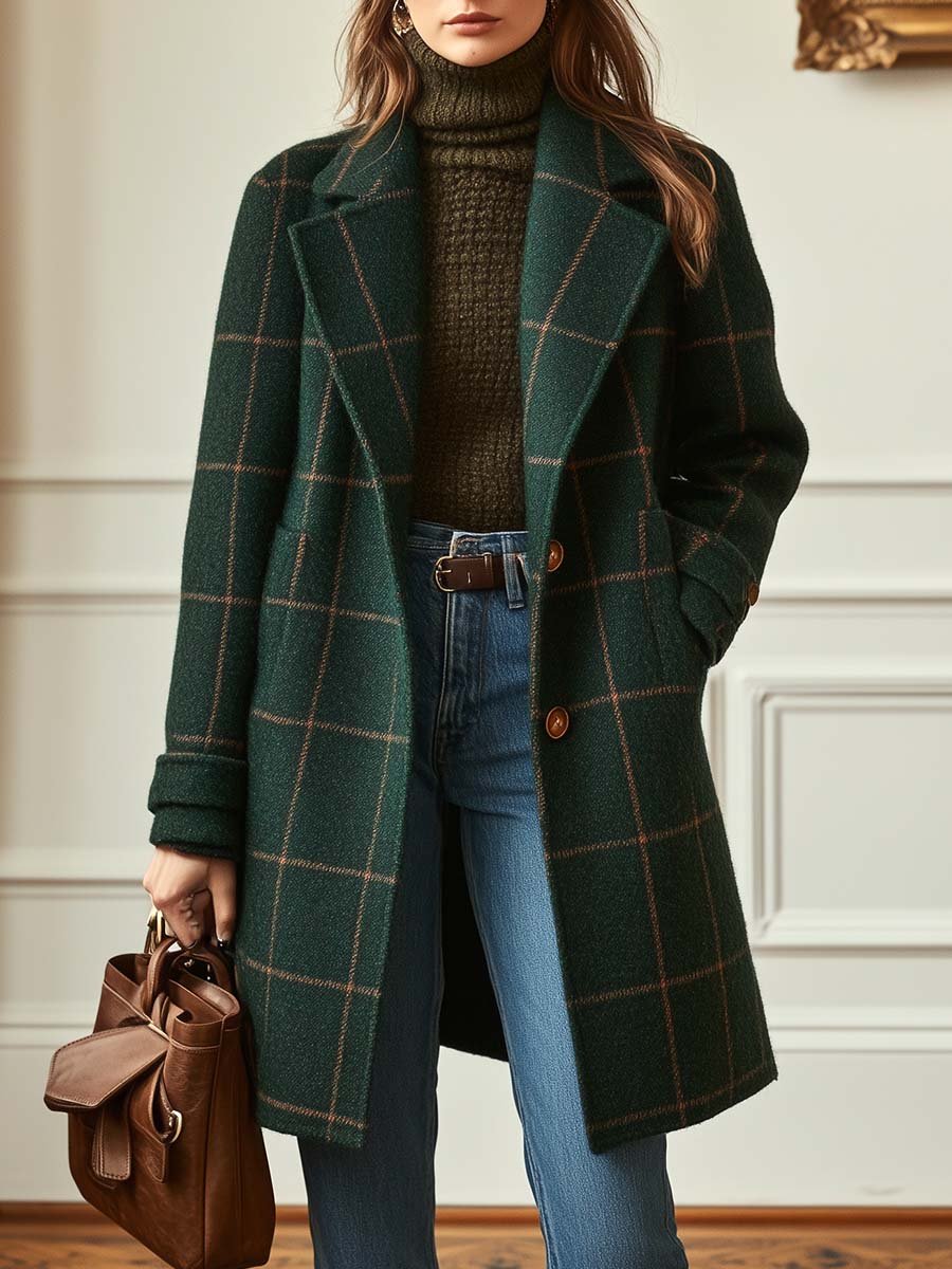Klara | Elegante cappotto a quadri con colletto classico
