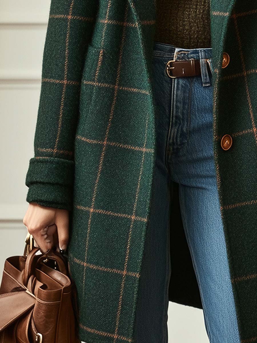 Klara | Elegante cappotto a quadri con colletto classico