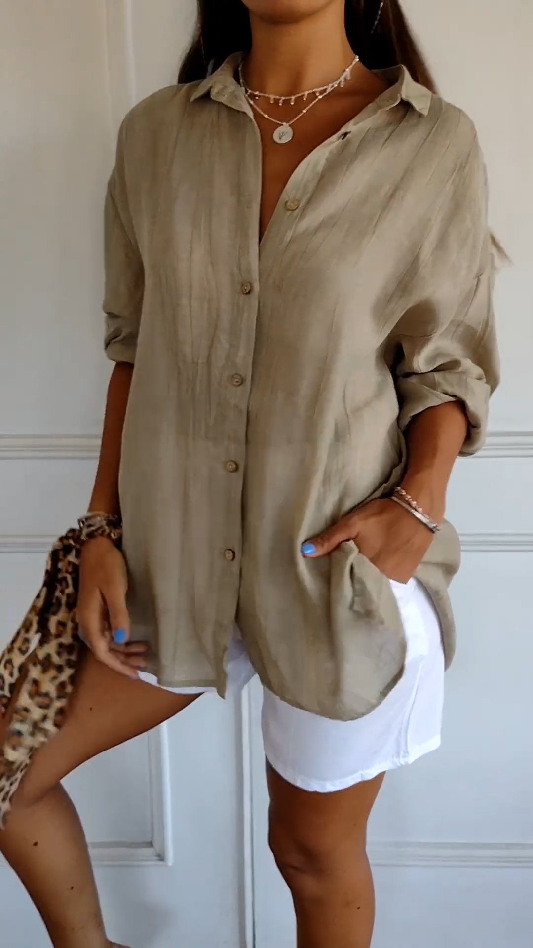 Larevia | Women's Loose Fit Button Front Blouse