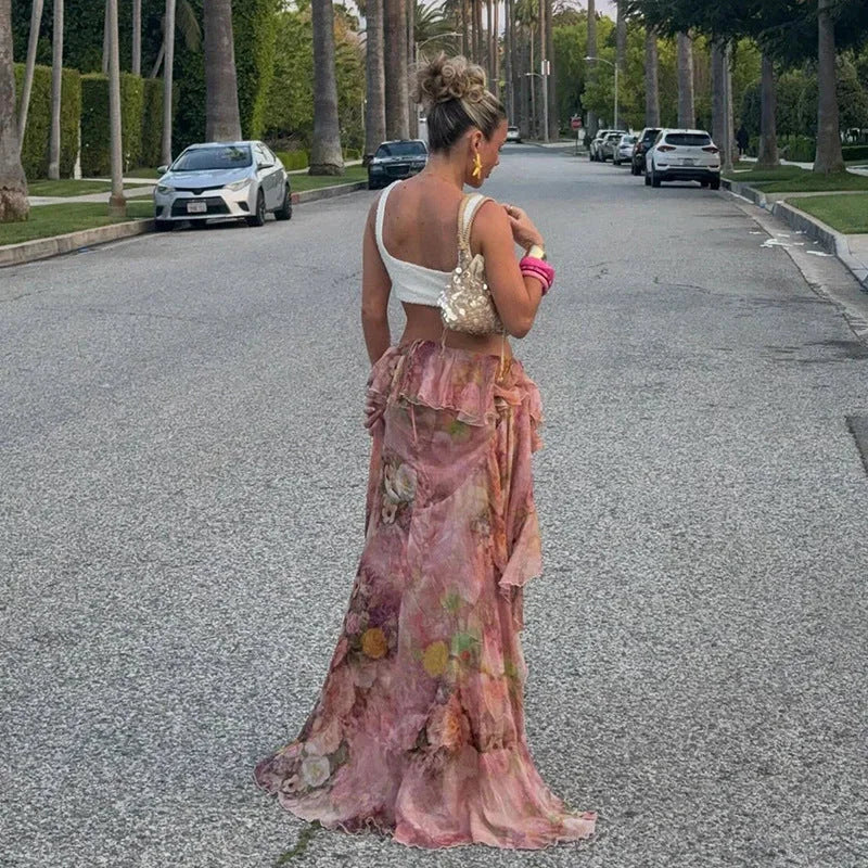 Rosette | Women's Summer Asymmetric Floral Mini Skirt