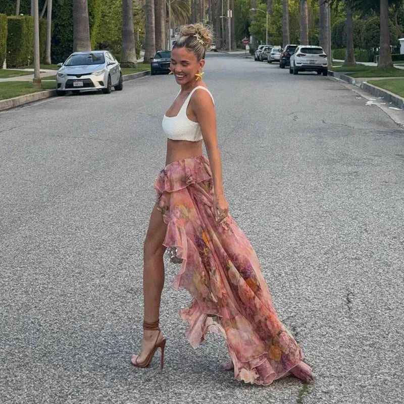 Rosette | Women's Summer Asymmetric Floral Mini Skirt