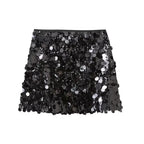 Gonna corta donna con paillettes e taglio aderente