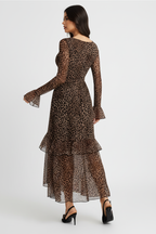 Leopard print dress back angle full body