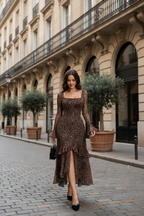Leopard print midi dress lifestyle