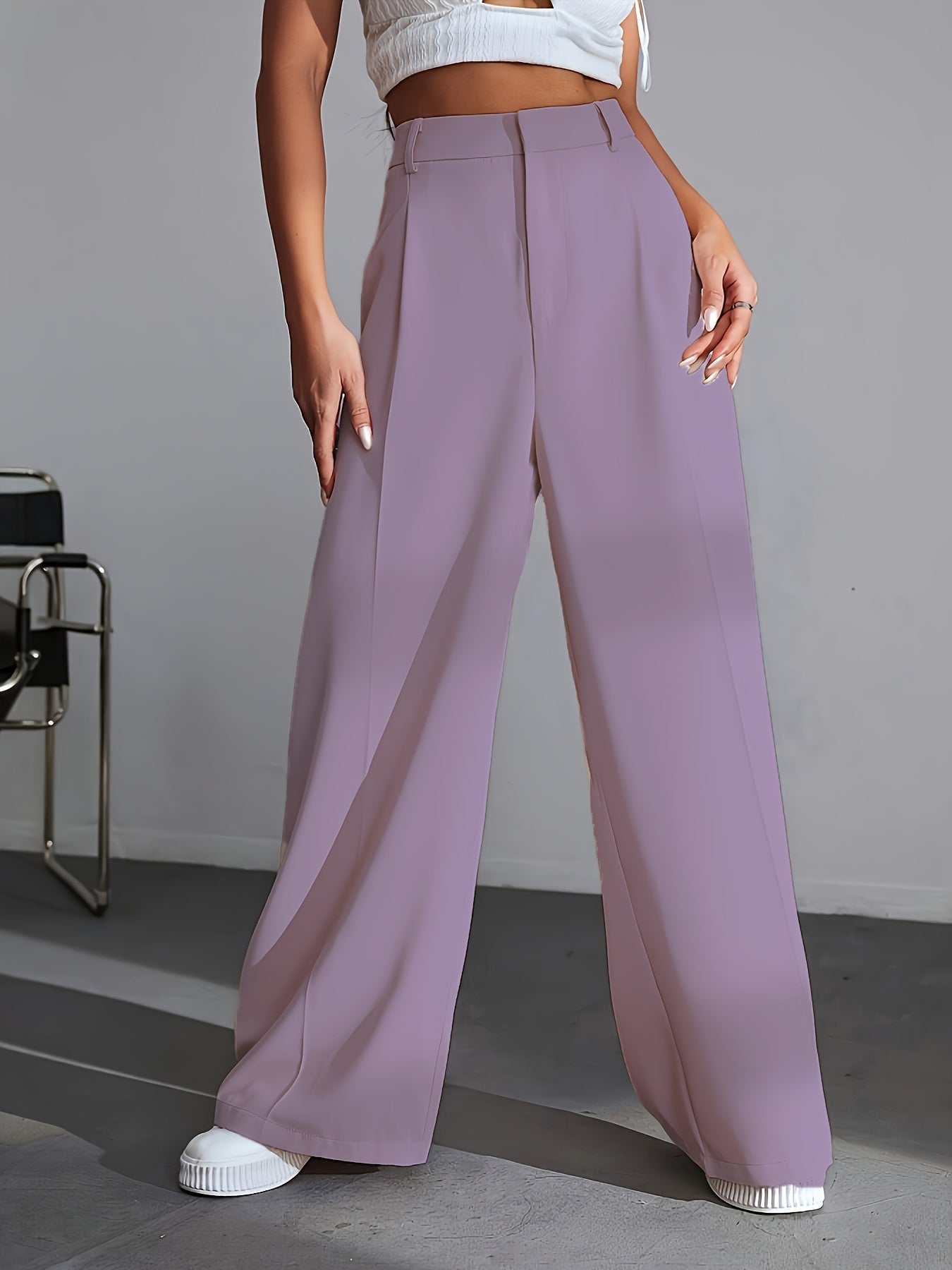 Calviera | Women's Elegant High-Waisted Wide-Leg Pants