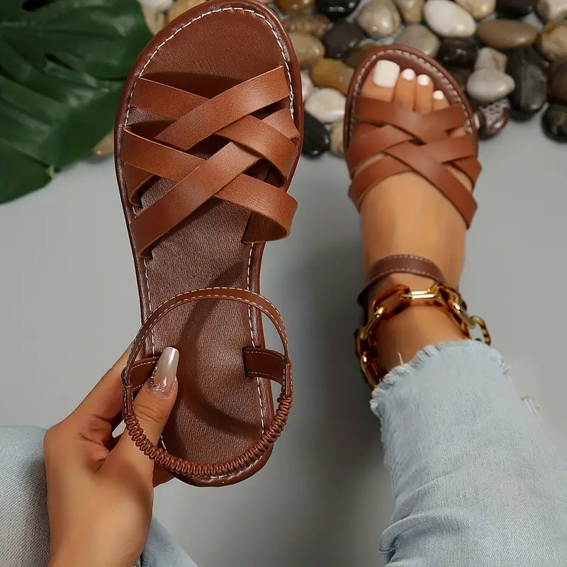 Trivella | Sandali casual da donna con cinturini incrociati e retro elastico