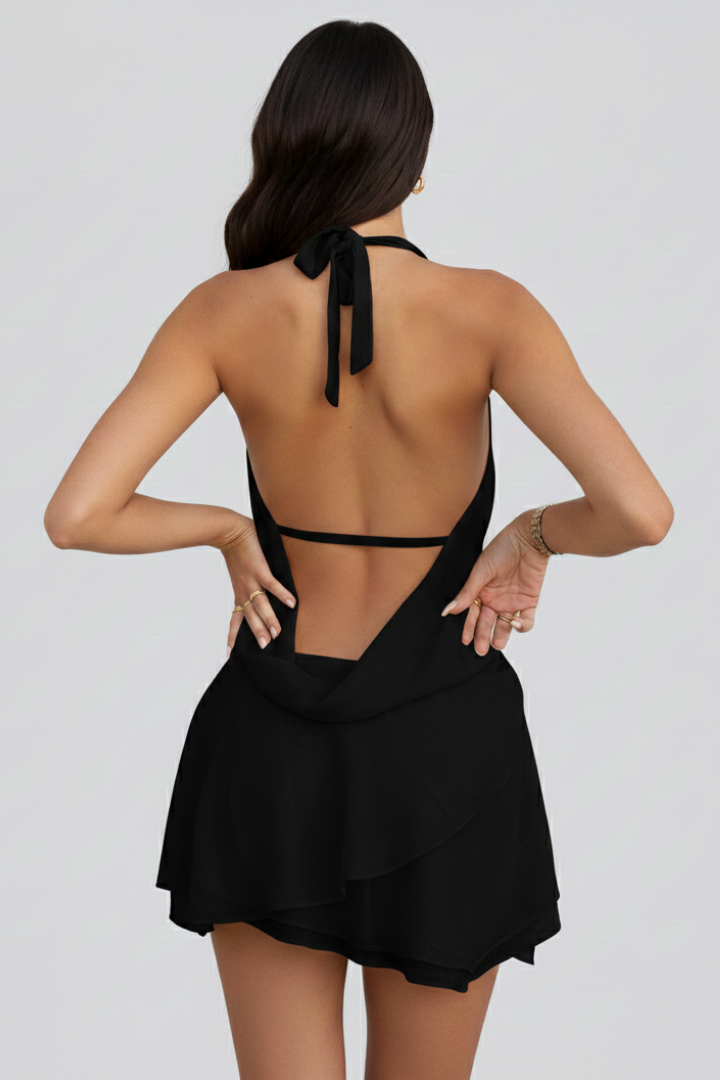 Lorraine | Abito Mini Elegante da Donna con Scollo Profondo Halter