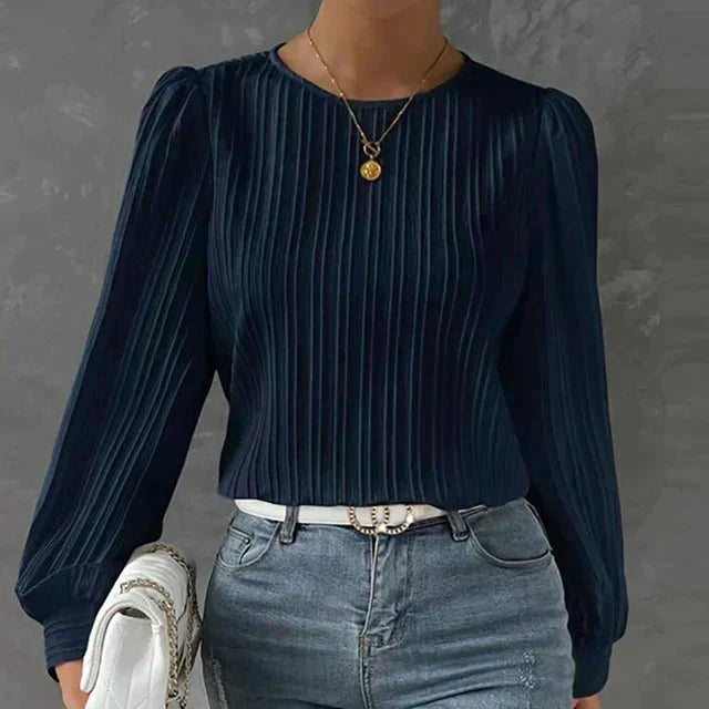 Celmira | Blusa elegante da donna plissettata a manica lunga casual