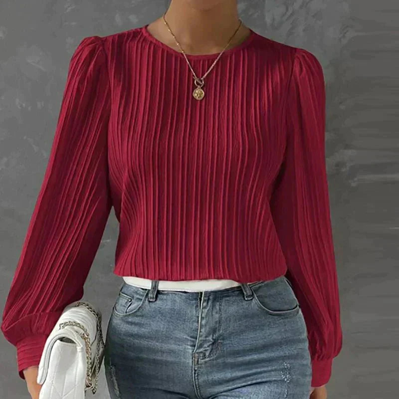 Celmira | Blusa elegante da donna plissettata a manica lunga casual