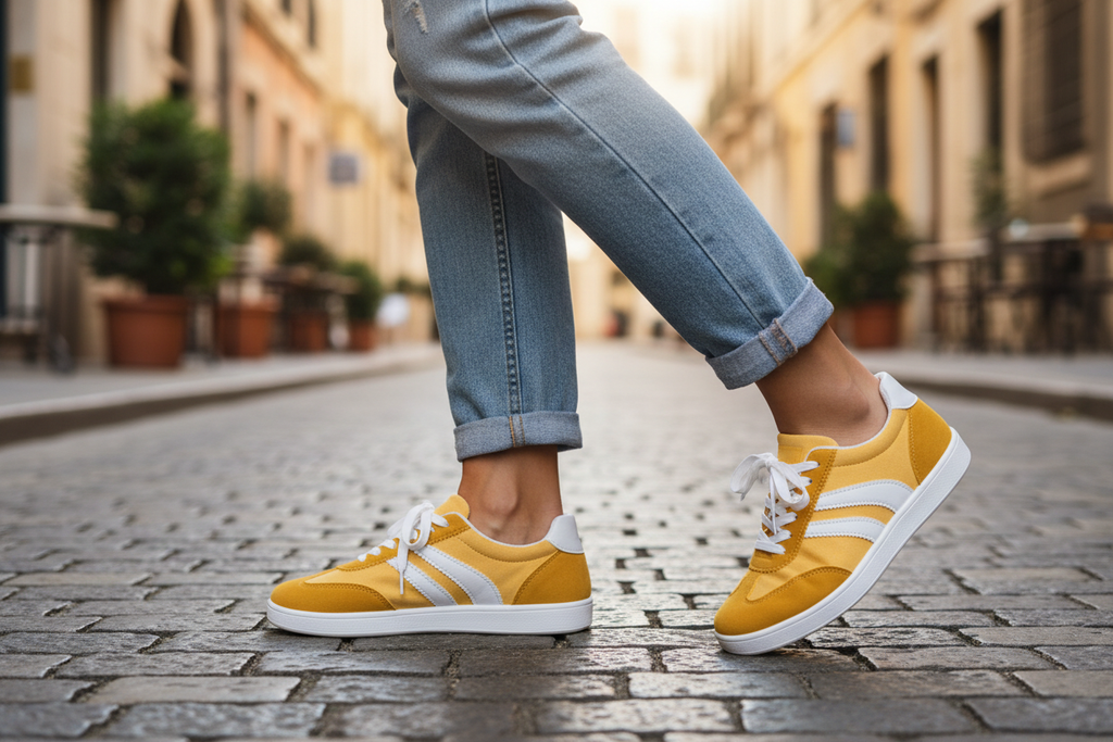 Outdoor lifestyle - gele sneakers