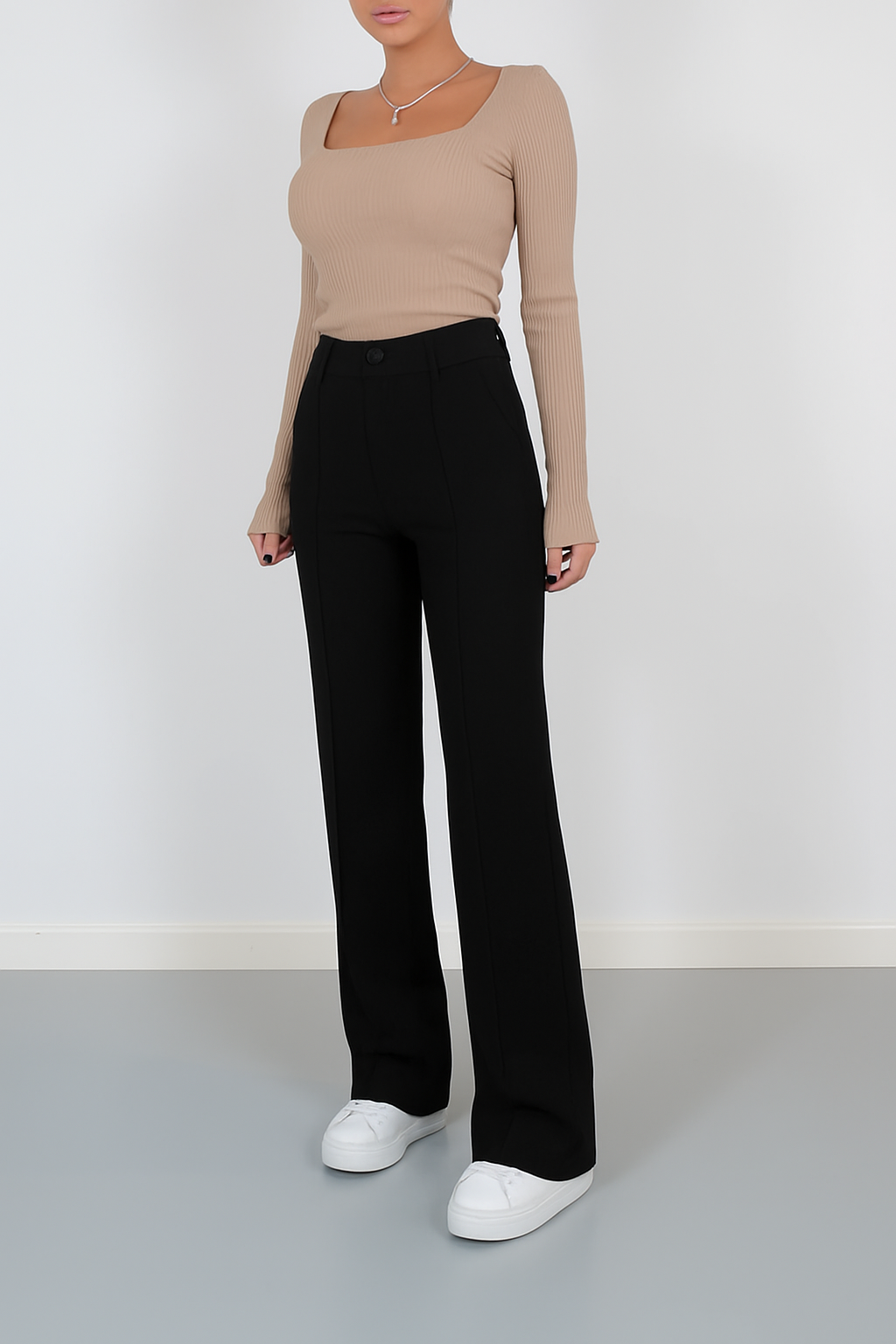 Sarvella | Pantaloni Eleganti da Donna a Gamba Dritta con Vita Alta