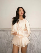 Alessia | Women's Summer Pleated Mini Dress with Puffy Sleeves
