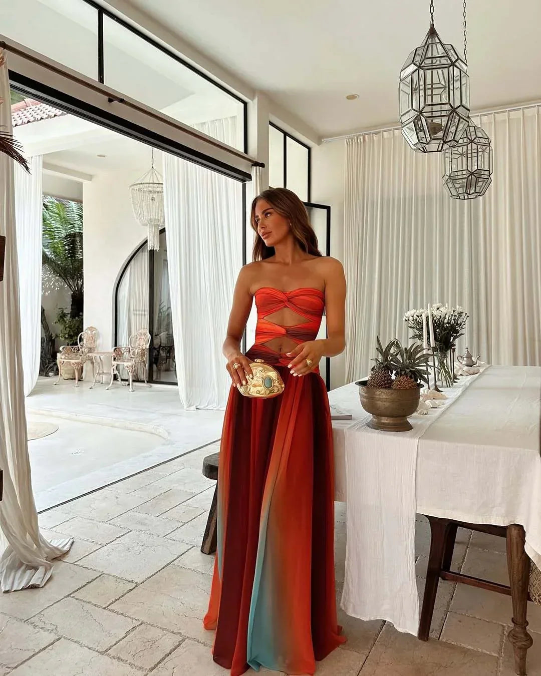 Celestia | Women's Summer Strapless Ombre Maxi Dress