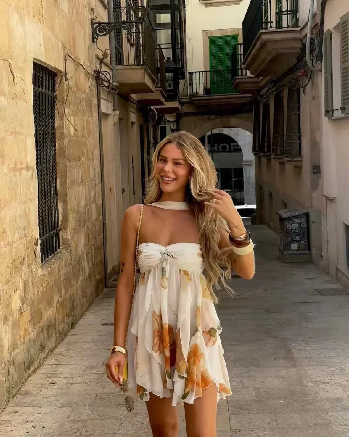 Lou | Damska Letnia Sukienka Mini W Kwiaty