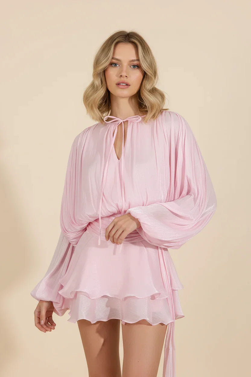 Parella | Women's Elegant Airy Mini Dress with Puff Sleeves