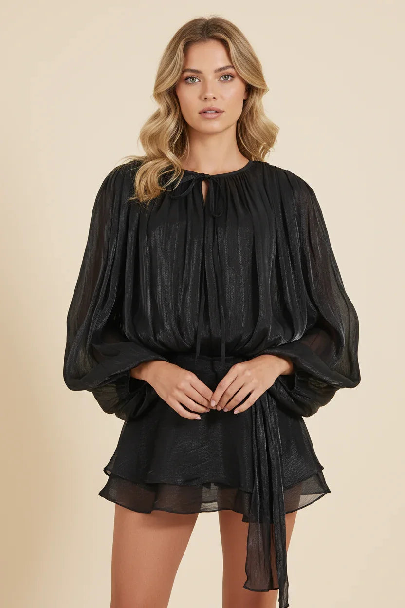 Parella | Women's Elegant Airy Mini Dress with Puff Sleeves