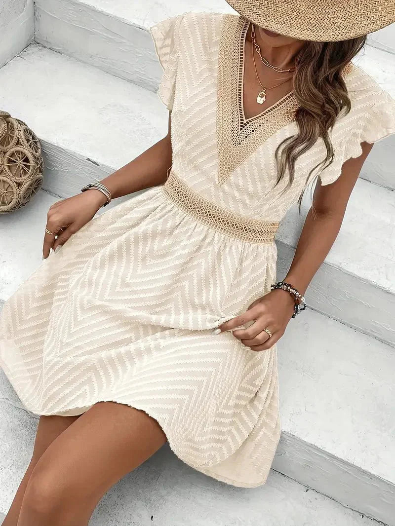 Calivra | Damska Letnia Sukienka Mini Boho z Dekoltem V