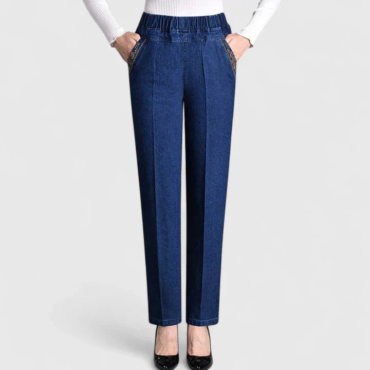 Marina | Women's Casual Pants with Elastic Waist and Straight Leg