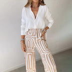 Opal | Elegancki Komplet Damski z Wzorzystymi Spodniami Wide Leg