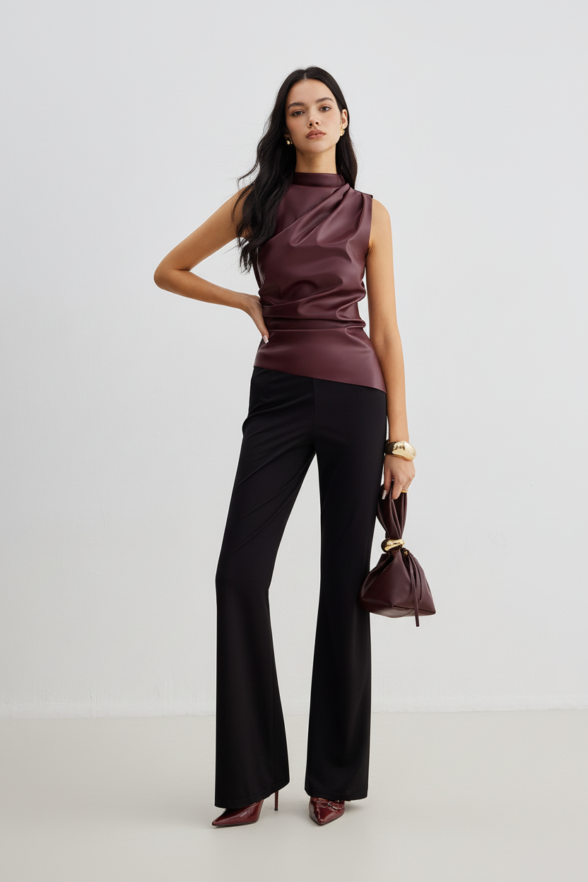 Studio foto burgundy volledig model