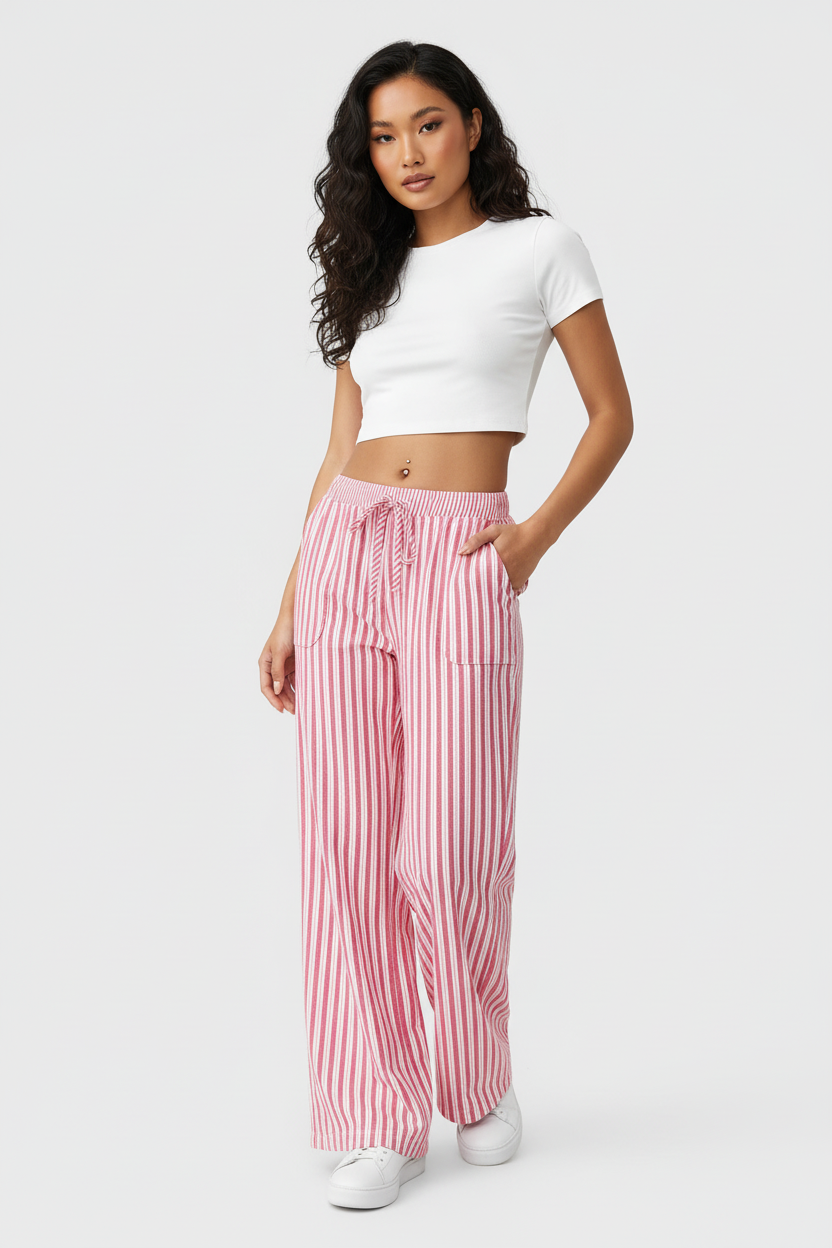 Studio productfoto gestreepte wide leg pants