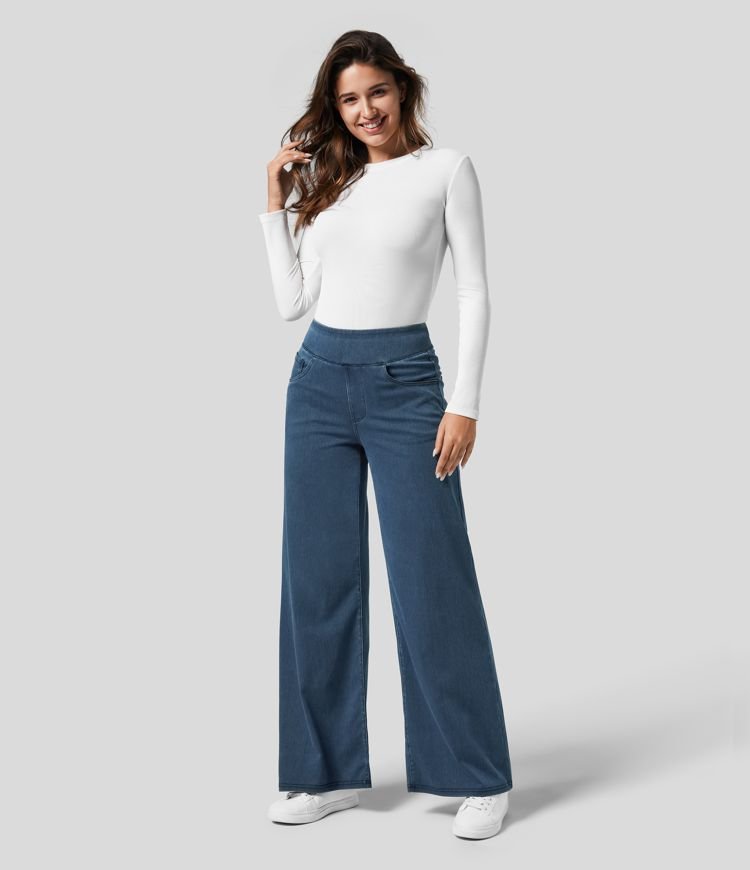 Talise| Jeans Palazzo a Vita Alta con Gamba Larga
