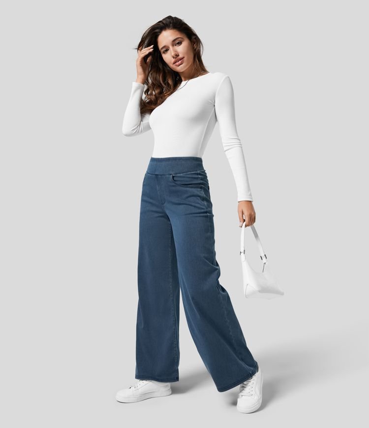 Talise| Jeans Palazzo a Vita Alta con Gamba Larga
